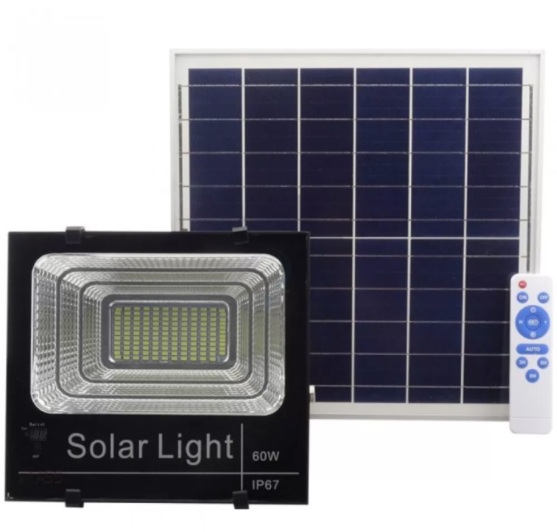 Kit Proiector 60W LED SMD JNI cu Panou Solar Si Telecomanda 60W imagine noua 2022